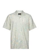 Cotton Linen Kenji Aop Shirt Ss Tops Shirts Short-sleeved Blue Mads Nørgaard