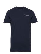 Regular Trademark Chest Print T-Shi Tops T-Kortærmet Skjorte Navy Knowledge Cotton Apparel