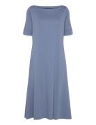 Stretch Cotton Midi Dress Knælang Kjole Blue Lauren Women