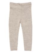 Merino Classic Rib Leggings W. Drawstrings Bottoms Leggings Beige Copenhagen Colors