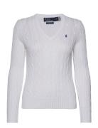 Cable-Knit Cotton V-Neck Sweater Tops Knitwear Jumpers White Polo Ralph Lauren