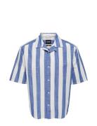 Onstes Rlx Ctn Slub Stripe Ss Shirt Noos Tops Shirts Short-sleeved Blue ONLY & SONS
