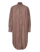 Os Striped Shirt Dress Knælang Kjole Brown GANT