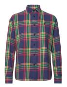 Relaxed Fit Plaid Cotton Twill Shirt Tops Shirts Long-sleeved Blue Polo Ralph Lauren