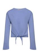 Kognew Amalia Ls Knot O-Neck Knt Tops T-shirts Long-sleeved T-Skjorte Blue Kids Only