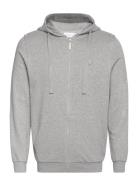 Ask Regular Zip Hood Kangaroo Badge Tops Sweatshirts & Hoodies Hoodies Grey Knowledge Cotton Apparel