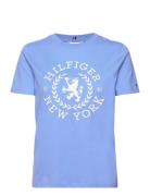 Reg Crest C-Nk Tee Ss Tops T-shirts & Tops Short-sleeved Blue Tommy Hilfiger