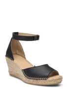 Slfingrid Leather Wedge Espadrilles Sko Med Kilehæl Black Selected Femme