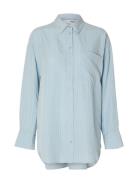 Slfmaddie Ls Striped Tencel Shirt B Tops Shirts Long-sleeved Blue Selected Femme