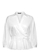 Cotton-Blend Peplum Blouse Tops Blouses Short-sleeved White Lauren Ralph Lauren