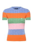 Striped Cable Short-Sleeve Sweater Tops Knitwear Jumpers Multi/patterned Polo Ralph Lauren