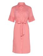 Rel Linen Ss Shirt Dress Knælang Kjole Pink GANT