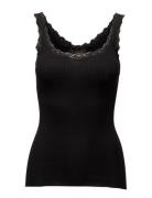 Rwbabette Sl Deep Back Lace Top Tops T-shirts & Tops Sleeveless Black Rosemunde