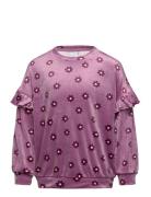 Sweater Velour Aop Tops Sweatshirts & Hoodies Sweatshirts Purple Lindex