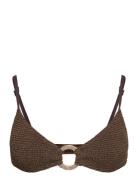 Ring Lissio Crop Swimwear Bikinis Bikini Tops Triangle Bikinitops Brown Bond-Eye