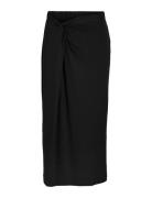 Vivase Hw Midi Skirt Knælang Nederdel Black Vila