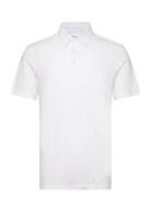 Regular Linen Look Polo - Gots/Vega Tops Polos Short-sleeved White Knowledge Cotton Apparel