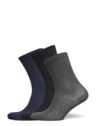 Fine Cotton Rib Socks 3-Pack Lingerie Socks Regular Socks Grey Mp Denmark