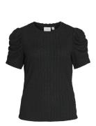 Vianine S/S Puff Sleeve Top - Noos Tops T-shirts & Tops Short-sleeved Black Vila