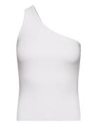 Cecilie Ribbed -Shoulder Top Tops T-shirts & Tops Sleeveless White Malina