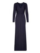 Twist-Front Stretch Jersey Gown Maxikjole Festkjole Navy Lauren Ralph Lauren