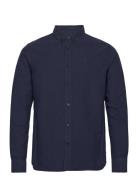 Harald Small Owl Oxford Regular Fit Tops Shirts Casual Navy Knowledge Cotton Apparel