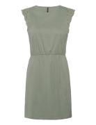 Vmemily Sl Gathering Dress Jrs Noos Kort Kjole Green Vero Moda