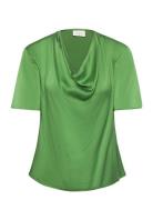 D6Keswick Silk Drapey Top Tops T-shirts & Tops Short-sleeved Green Dante6
