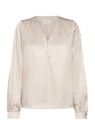 Kalaura Blouse Tops Blouses Long-sleeved Beige Kaffe