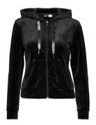 Cecilia Velour Hoodie Tops Sweatshirts & Hoodies Hoodies Black Gina Tricot