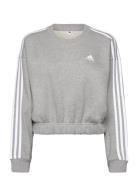 Essentials 3-Stripes Crop Sweatshirt Sport Sweatshirts & Hoodies Sweatshirts Grey Adidas Sportswear