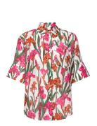 Ss Iris Print Cot Silk Shirt Tops Shirts Short-sleeved Red GANT