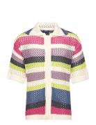 Open Texture Polo Tops Knitwear Short Sleeve Knitted Polos Pink GANT