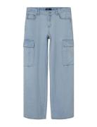Nlftartizza Dnm Lw Wide Cargo Pant Bottoms Jeans Wide Jeans Blue LMTD
