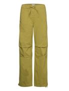 Washed Cotton Canvas Draw String Pants Bottoms Trousers Cargo Pants Khaki Green Ganni