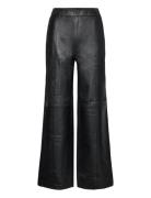 Slffianna Hw Wide Leather Pant Bottoms Trousers Leather Leggings-Bukser Black Selected Femme
