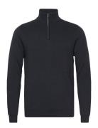 Cfkarl 0105 Milano Knit With Zipper Tops Knitwear Half Zip Jumpers Navy Casual Friday