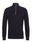 Structured Knit Troyer Tops Knitwear Half Zip Jumpers Navy Tom Tailor