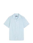 Elio Painted Stripe Reg Shirt Designers Shirts Short-sleeved Blue J. Lindeberg