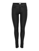 Onlanne K Mid Waist Coated Pnt Noos Bottoms Trousers Leather Leggings-Bukser Black ONLY