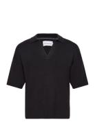 Instit Skater Sweater Polo Tops Knitwear Short Sleeve Knitted Polos Black Calvin Klein Jeans