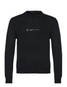 Shadow Script Crewneck Knit Designers Knitwear Round Necks Black HAN Kjøbenhavn