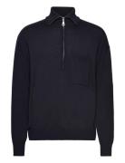 Tom Half-Zip Merino Sweater Tops Knitwear Half Zip Jumpers Navy Lexington Clothing