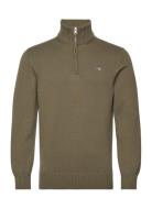 Casual Cotton Half Zip Tops Knitwear Half Zip Jumpers Green GANT