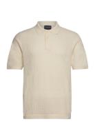 Tim Boucle Polo Shirt Tops Knitwear Short Sleeve Knitted Polos Cream Lexington Clothing