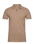 Bs Rinom Regular Fit Polo Shirt Tops Knitwear Short Sleeve Knitted Polos Brown Bruun & Stengade