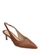 Lolah Burnished Leather Slingback Pump Shoes Heels Pumps Sling Backs Brown Lauren Ralph Lauren