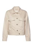 Cropped Linen Blend Jacket Outerwear Jackets Light-summer Jacket Cream GANT