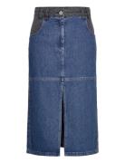 Black And Blue Denim Midi Skirt Designers Knee-length & Midi Blue Stella Nova