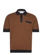 Casa Martini Polo Tops Knitwear Short Sleeve Knitted Polos Brown Percival